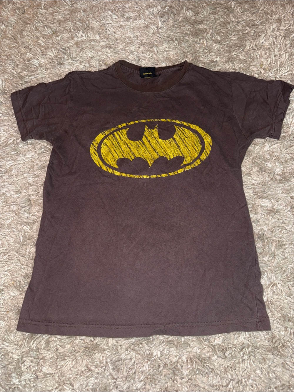Batman Chocolate Brown Short Sleeve Tee with Yellow Logo